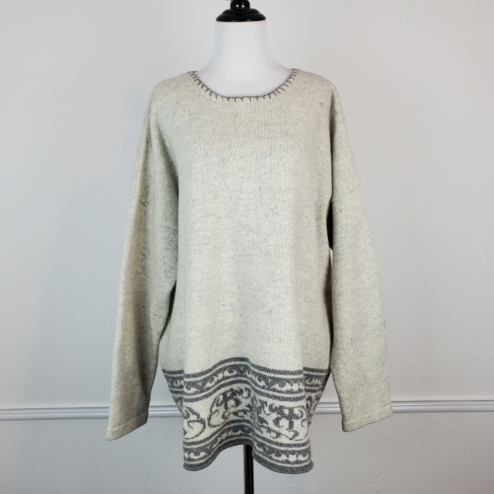 DKNY Jeans Sweater Vintage Wool Knit Celtic Nordic Southwestern Cabin Winter
